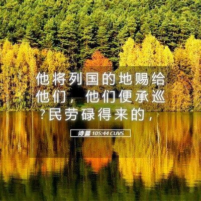 Picture 05 - 诗 篇 105:44 CUVS - 他 将 列 国 的 地 赐 给 他 们 ， 他 - Bible Verse Picture