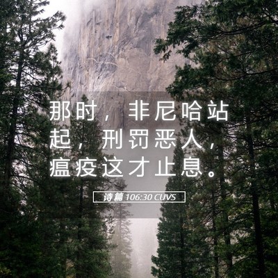 Picture 05 - 诗 篇 106:30 CUVS - 那 时 ， 非 尼 哈 站 起 ， 刑 罚 恶 - Bible Verse Picture