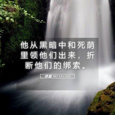 Picture 05 - 诗 篇 107:14 CUVS - 他 从 黑 暗 中 和 死 荫 里 领 他 们 - Bible Verse Picture