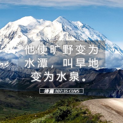 Picture 05 - 诗 篇 107:35 CUVS - 他 使 旷 野 变 为 水 潭 ， 叫 旱 地 - Bible Verse Picture