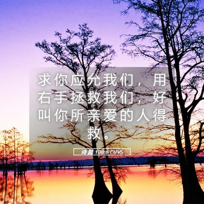 Picture 05 - 诗 篇 108:6 CUVS - 求 你 应 允 我 们 ， 用 右 手 拯 救 - Bible Verse Picture
