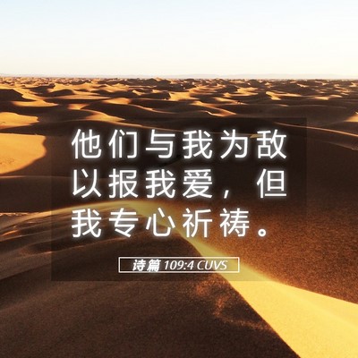 Picture 05 - 诗 篇 109:4 CUVS - 他 们 与 我 为 敌 以 报 我 爱 ， 但 - Bible Verse Picture