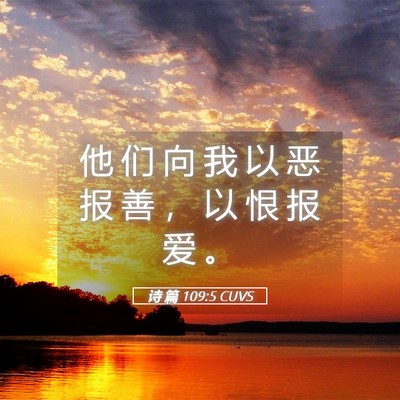 Picture 05 - 诗 篇 109:5 CUVS - 他 们 向 我 以 恶 报 善 ， 以 恨 报 - Bible Verse Picture