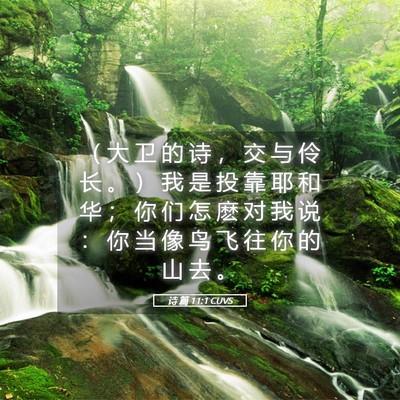Picture 05 - 诗 篇 11:1 CUVS - （ 大 卫 的 诗 ， 交 与 伶 长 。 ） - Bible Verse Picture