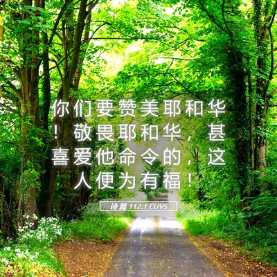 Picture 05 - 诗 篇 112:1 CUVS - 你 们 要 赞 美 耶 和 华 ！ 敬 畏 耶 - Bible Verse Picture