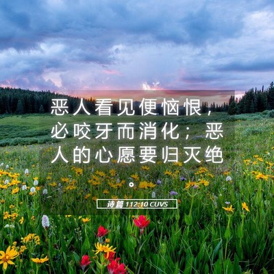 Picture 05 - 诗 篇 112:10 CUVS - 恶 人 看 见 便 恼 恨 ， 必 咬 牙 而 - Bible Verse Picture