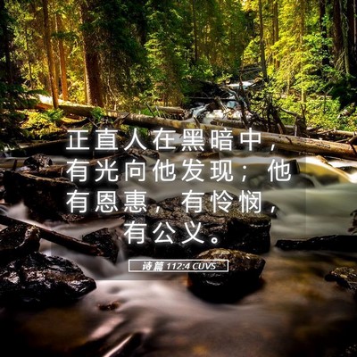 Picture 05 - 诗 篇 112:4 CUVS - 正 直 人 在 黑 暗 中 ， 有 光 向 他 - Bible Verse Picture
