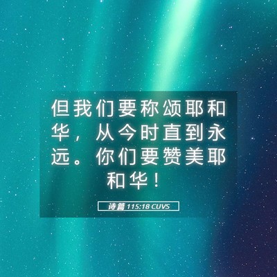 Picture 05 - 诗 篇 115:18 CUVS - 但 我 们 要 称 颂 耶 和 华 ， 从 今 - Bible Verse Picture