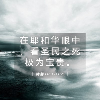 Picture 05 - 诗 篇 116:15 CUVS - 在 耶 和 华 眼 中 ， 看 圣 民 之 死 - Bible Verse Picture