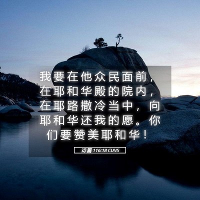 Picture 05 - 诗 篇 116:18 CUVS - 我 要 在 他 众 民 面 前 ， 在 耶 和 - Bible Verse Picture