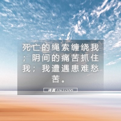 Picture 05 - 诗 篇 116:3 CUVS - 死 亡 的 绳 索 缠 绕 我 ； 阴 间 的 - Bible Verse Picture