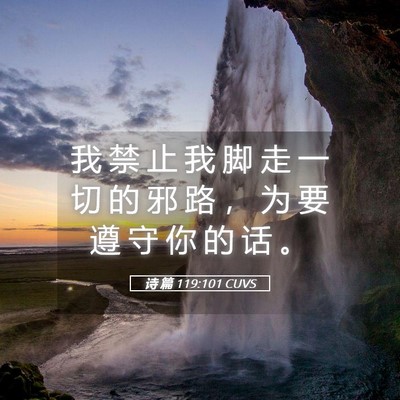 Picture 05 - 诗 篇 119:101 CUVS - 我 禁 止 我 脚 走 一 切 的 邪 路 ， - Bible Verse Picture
