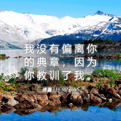 Picture 05 - 诗 篇 119:102 CUVS - 我 没 有 偏 离 你 的 典 章 ， 因 为 - Bible Verse Picture