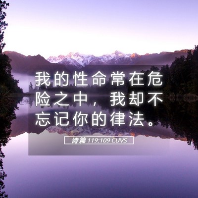 Picture 05 - 诗 篇 119:109 CUVS - 我 的 性 命 常 在 危 险 之 中 ， 我 - Bible Verse Picture