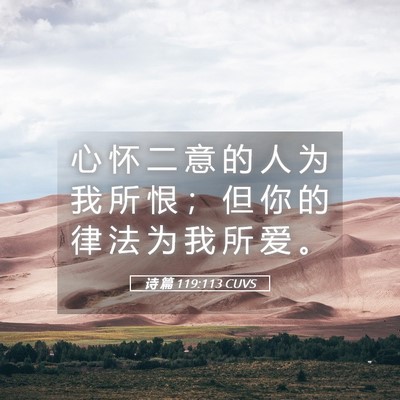 Picture 05 - 诗 篇 119:113 CUVS - 心 怀 二 意 的 人 为 我 所 恨 ； 但 - Bible Verse Picture