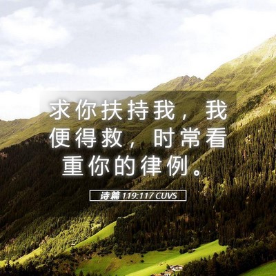Picture 05 - 诗 篇 119:117 CUVS - 求 你 扶 持 我 ， 我 便 得 救 ， 时 - Bible Verse Picture