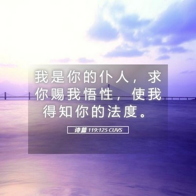 Picture 05 - 诗 篇 119:125 CUVS - 我 是 你 的 仆 人 ， 求 你 赐 我 悟 - Bible Verse Picture