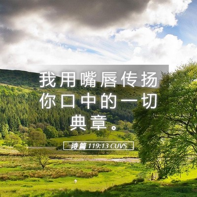 Picture 05 - 诗 篇 119:13 CUVS - 我 用 嘴 唇 传 扬 你 口 中 的 一 切 - Bible Verse Picture