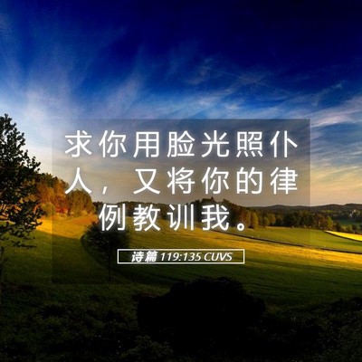Picture 05 - 诗 篇 119:135 CUVS - 求 你 用 脸 光 照 仆 人 ， 又 将 你 - Bible Verse Picture