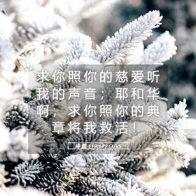 Picture 05 - 诗 篇 119:149 CUVS - 求 你 照 你 的 慈 爱 听 我 的 声 音 - Bible Verse Picture