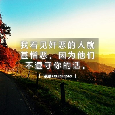 Picture 05 - 诗 篇 119:158 CUVS - 我 看 见 奸 恶 的 人 就 甚 憎 恶 ， - Bible Verse Picture