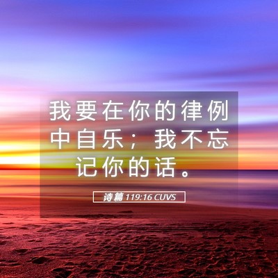 Picture 05 - 诗 篇 119:16 CUVS - 我 要 在 你 的 律 例 中 自 乐 ； 我 - Bible Verse Picture