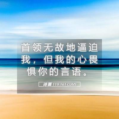 Picture 05 - 诗 篇 119:161 CUVS - 首 领 无 故 地 逼 迫 我 ， 但 我 的 - Bible Verse Picture
