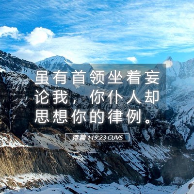 Picture 05 - 诗 篇 119:23 CUVS - 虽 有 首 领 坐 着 妄 论 我 ， 你 仆 - Bible Verse Picture