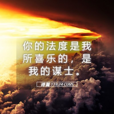 Picture 05 - 诗 篇 119:24 CUVS - 你 的 法 度 是 我 所 喜 乐 的 ， 是 - Bible Verse Picture