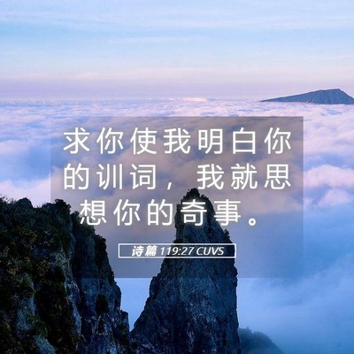Picture 05 - 诗 篇 119:27 CUVS - 求 你 使 我 明 白 你 的 训 词 ， 我 - Bible Verse Picture