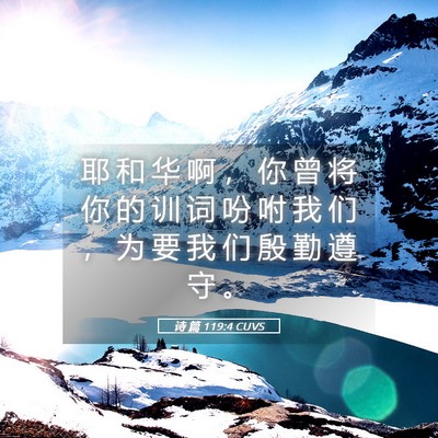 Picture 05 - 诗 篇 119:4 CUVS - 耶 和 华 啊 ， 你 曾 将 你 的 训 词 - Bible Verse Picture