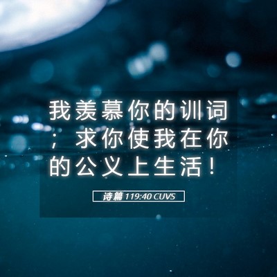 Picture 05 - 诗 篇 119:40 CUVS - 我 羡 慕 你 的 训 词 ； 求 你 使 我 - Bible Verse Picture