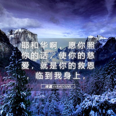 Picture 05 - 诗 篇 119:41 CUVS - 耶 和 华 啊 ， 愿 你 照 你 的 话 ， - Bible Verse Picture