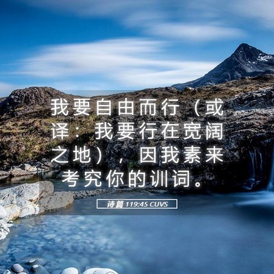 Picture 05 - 诗 篇 119:45 CUVS - 我 要 自 由 而 行 （ 或 译 ： 我 要 - Bible Verse Picture