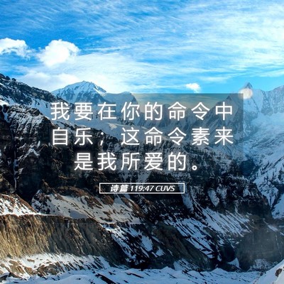 Picture 05 - 诗 篇 119:47 CUVS - 我 要 在 你 的 命 令 中 自 乐 ； 这 - Bible Verse Picture