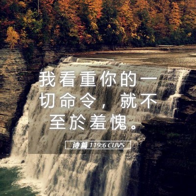 Picture 05 - 诗 篇 119:6 CUVS - 我 看 重 你 的 一 切 命 令 ， 就 不 - Bible Verse Picture