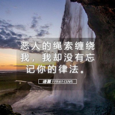 Picture 05 - 诗 篇 119:61 CUVS - 恶 人 的 绳 索 缠 绕 我 ， 我 却 没 - Bible Verse Picture