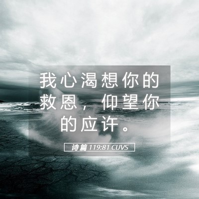 Picture 05 - 诗 篇 119:81 CUVS - 我 心 渴 想 你 的 救 恩 ， 仰 望 你 - Bible Verse Picture