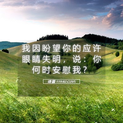Picture 05 - 诗 篇 119:82 CUVS - 我 因 盼 望 你 的 应 许 眼 睛 失 明 - Bible Verse Picture