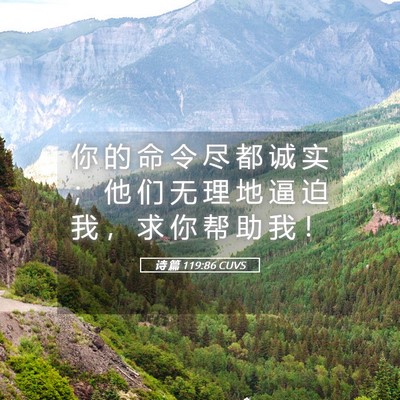 Picture 05 - 诗 篇 119:86 CUVS - 你 的 命 令 尽 都 诚 实 ； 他 们 无 - Bible Verse Picture