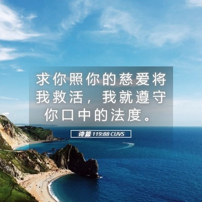 Picture 05 - 诗 篇 119:88 CUVS - 求 你 照 你 的 慈 爱 将 我 救 活 ， - Bible Verse Picture