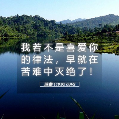 Picture 05 - 诗 篇 119:92 CUVS - 我 若 不 是 喜 爱 你 的 律 法 ， 早 - Bible Verse Picture
