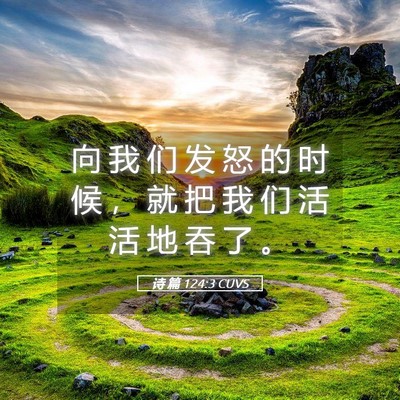 Picture 05 - 诗 篇 124:3 CUVS - 向 我 们 发 怒 的 时 候 ， 就 把 我 - Bible Verse Picture