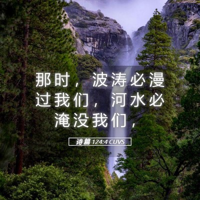 Picture 05 - 诗 篇 124:4 CUVS - 那 时 ， 波 涛 必 漫 过 我 们 ， 河 - Bible Verse Picture