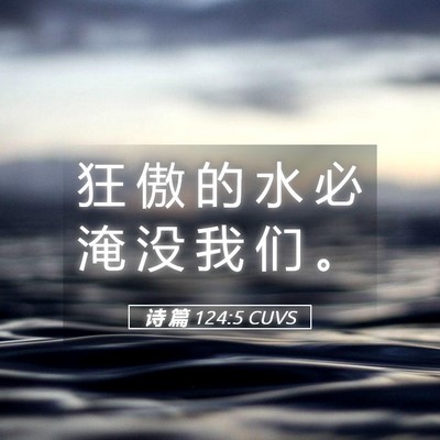 Picture 05 - 诗 篇 124:5 CUVS - 狂 傲 的 水 必 淹 没 我 们 - Bible Verse Picture