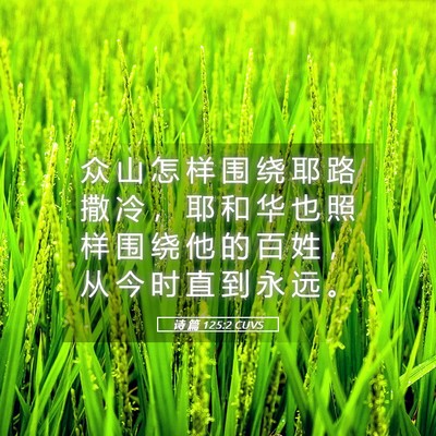 Picture 05 - 诗 篇 125:2 CUVS - 众 山 怎 样 围 绕 耶 路 撒 冷 ， 耶 - Bible Verse Picture