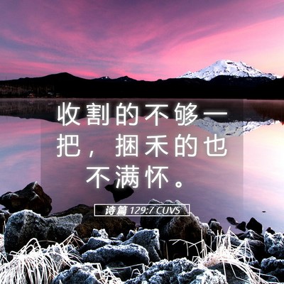 Picture 05 - 诗 篇 129:7 CUVS - 收 割 的 不 够 一 把 ， 捆 禾 的 也 - Bible Verse Picture