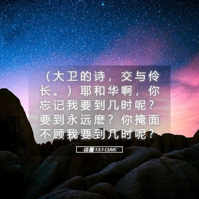 Picture 05 - 诗 篇 13:1 CUVS - （ 大 卫 的 诗 ， 交 与 伶 长 。 ） - Bible Verse Picture