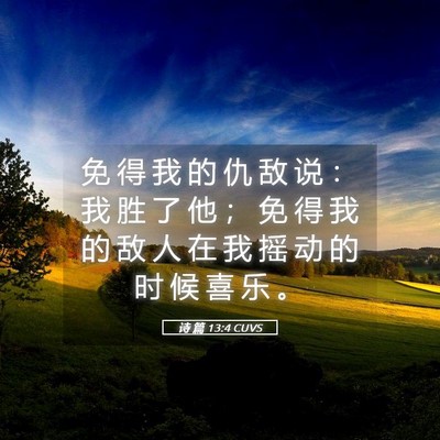 Picture 05 - 诗 篇 13:4 CUVS - 免 得 我 的 仇 敌 说 ： 我 胜 了 他 - Bible Verse Picture