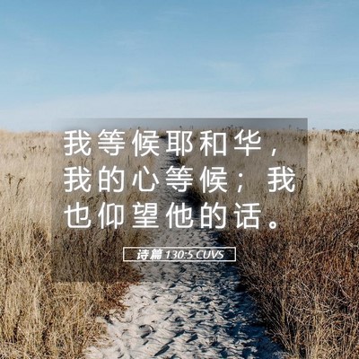 Picture 05 - 诗 篇 130:5 CUVS - 我 等 候 耶 和 华 ， 我 的 心 等 候 - Bible Verse Picture